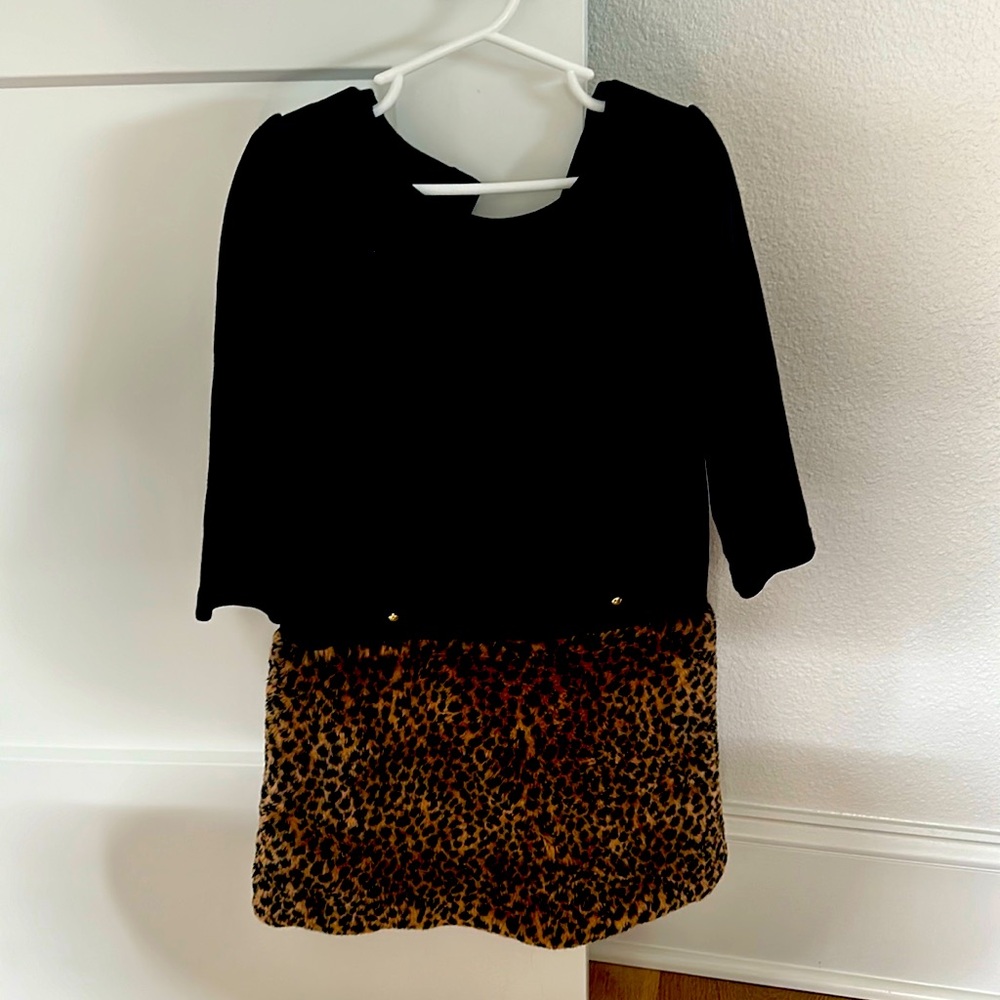 Girls, black and leopard dress, size 7